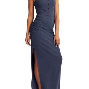Athleta Navy Blue Sleeveless Ribbed Maxi Dress